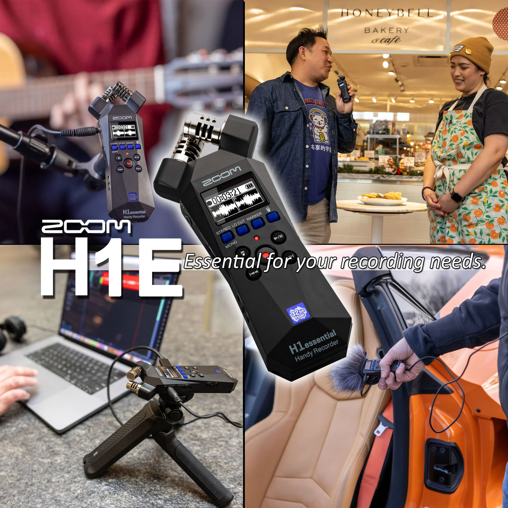 Zoom H1essential 2-Track 32-Bit Float Portable Audio Recorder with Zoom APH-1e Accessory Pack Ultimate Recording Kit - Image 2