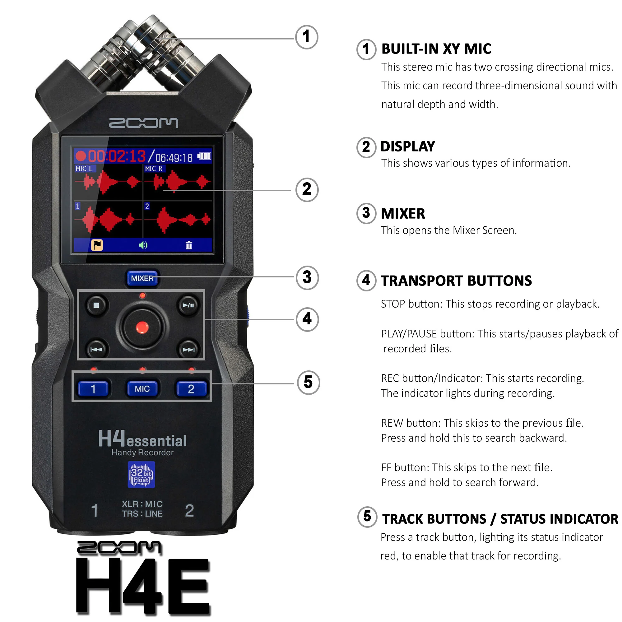 Zoom H4essential 4-Track Handy Recorder with Zoom APH-4e Accessory Pack and SanDisk 128GB Ultra UHS-I microSDXC Memory Card with SD Adapter - Image 6