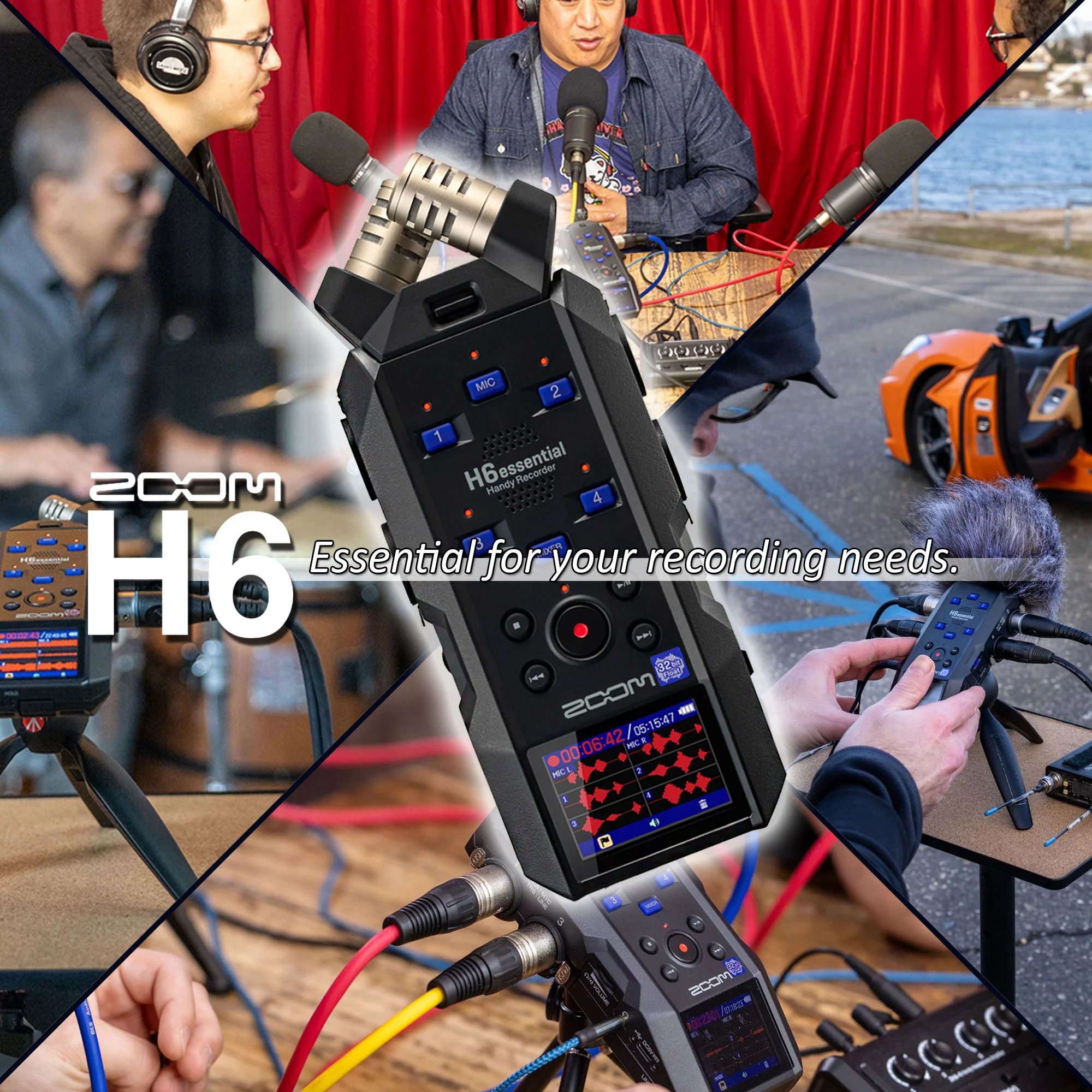 Zoom H6essential 6-Track 32-Bit Float Portable Audio Recorder with APH-6e Accessory Pack and SanDisk 128GB Ultra UHS-I microSDXC Memory Card - Image 7