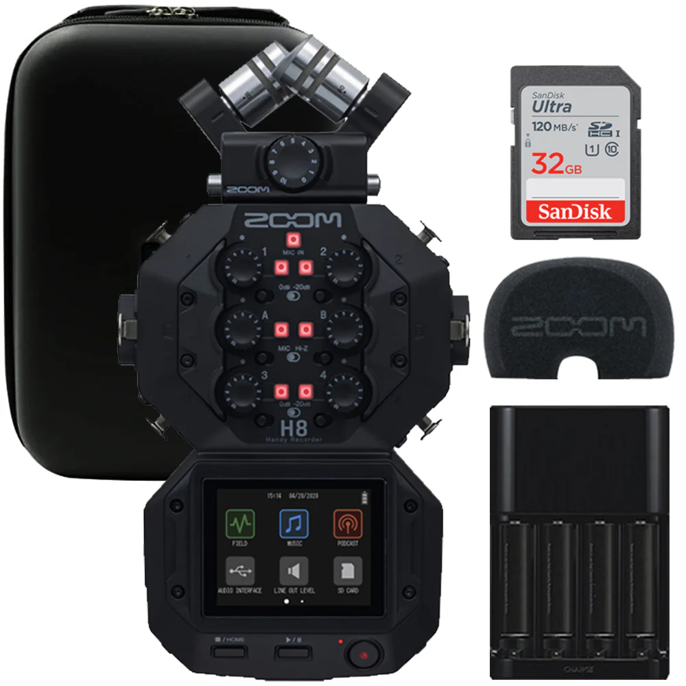 Zoom H8 8-Input / 12-Track Digital Audio Recorder + Zoom Foam Windscreen Kit