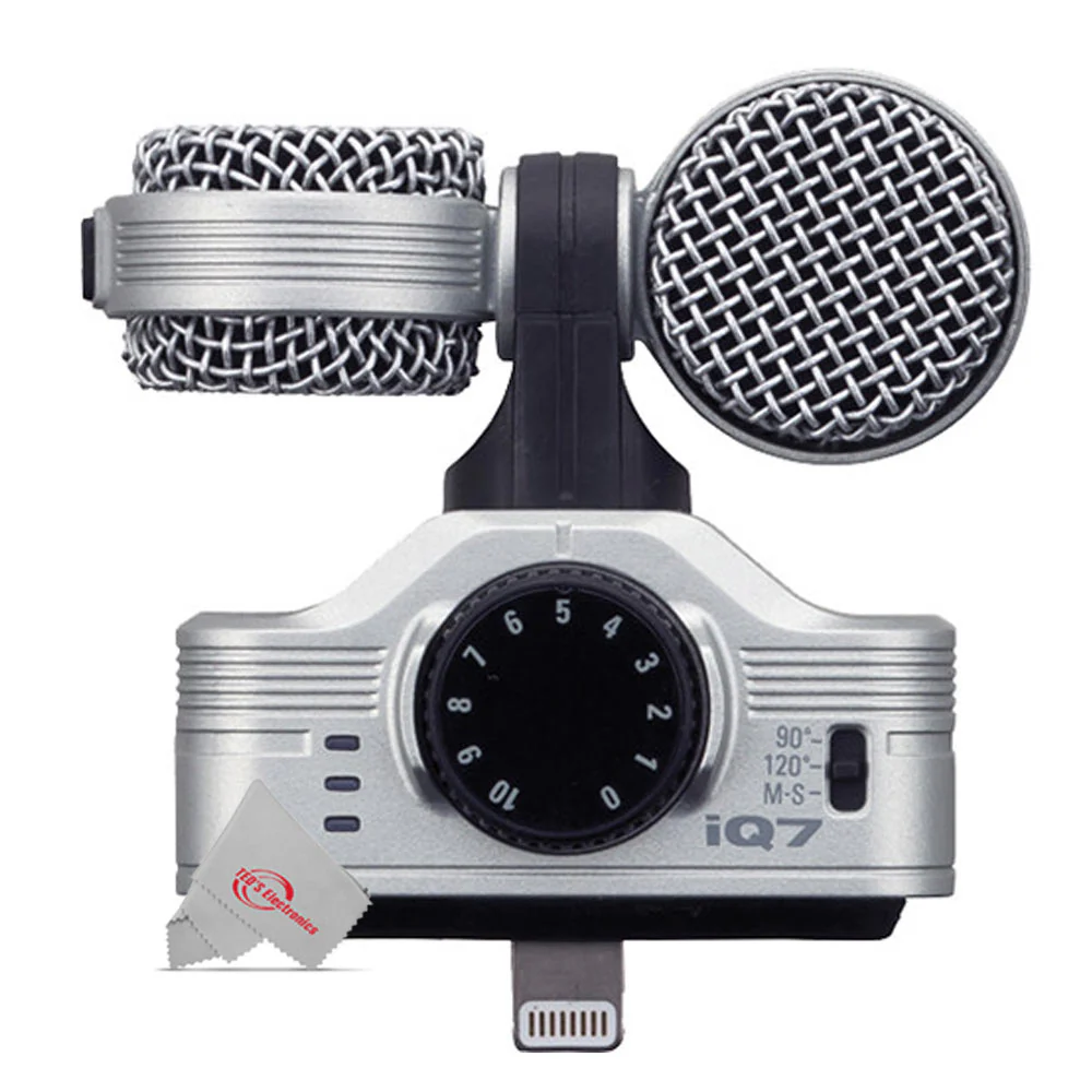 ZOOM IQ7 Mid-Side Stereo Microphone For iOS Devices With Lightning Connector + 8" LED Ring Light with Tripod Mount Stand, Power Bank and Wireless Remote - Image 3