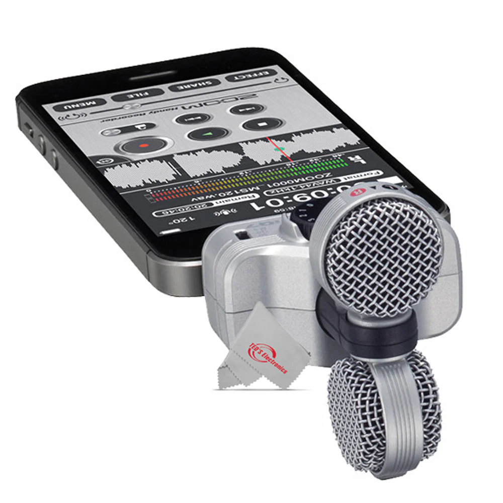 ZOOM IQ7 Mid-Side Stereo Microphone For iOS Devices With Lightning Connector + 8" LED Ring Light with Tripod Mount Stand, Power Bank and Wireless Remote - Image 6