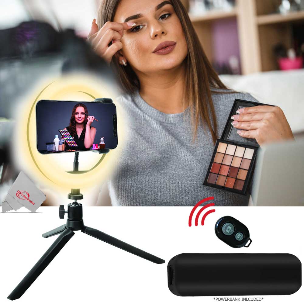 ZOOM IQ7 Mid-Side Stereo Microphone For iOS Devices With Lightning Connector + 8" LED Ring Light with Tripod Mount Stand, Power Bank and Wireless Remote - Image 7