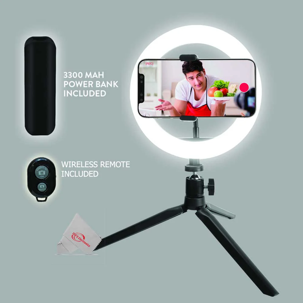 ZOOM IQ7 Mid-Side Stereo Microphone For iOS Devices With Lightning Connector + 8" LED Ring Light with Tripod Mount Stand, Power Bank and Wireless Remote - Image 8