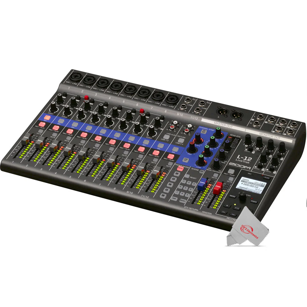 Zoom LiveTrak L-12 - 12-Channel Digital Mixer & Multitrack Recorder with Luxe Keyboard & Gear Bag - Image 5