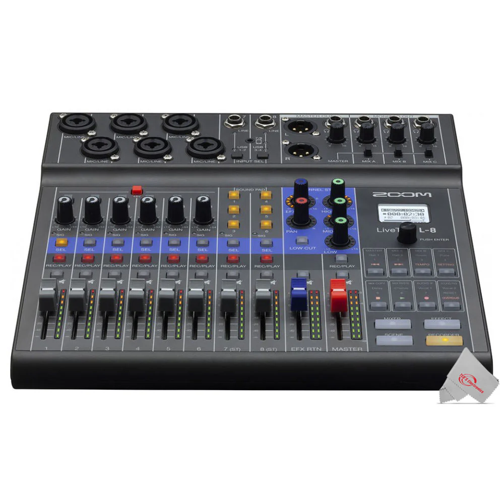Zoom LiveTrak L-8 Portable Podcast 8-Track Digital Mixer & Multitrack Recorder Pro Audio Package - Image 2