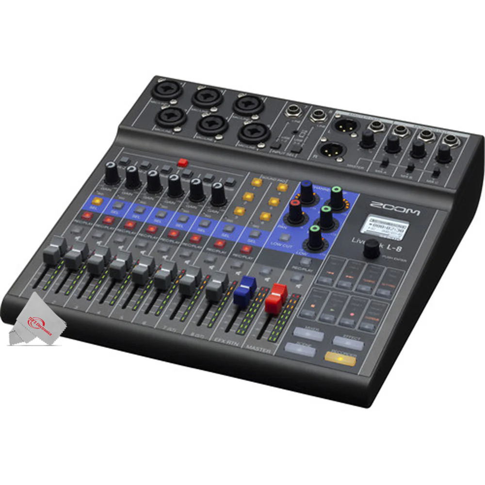 Zoom LiveTrak L-8 Portable Podcast 8-Track Digital Mixer & Multitrack Recorder Pro Audio Package - Image 4