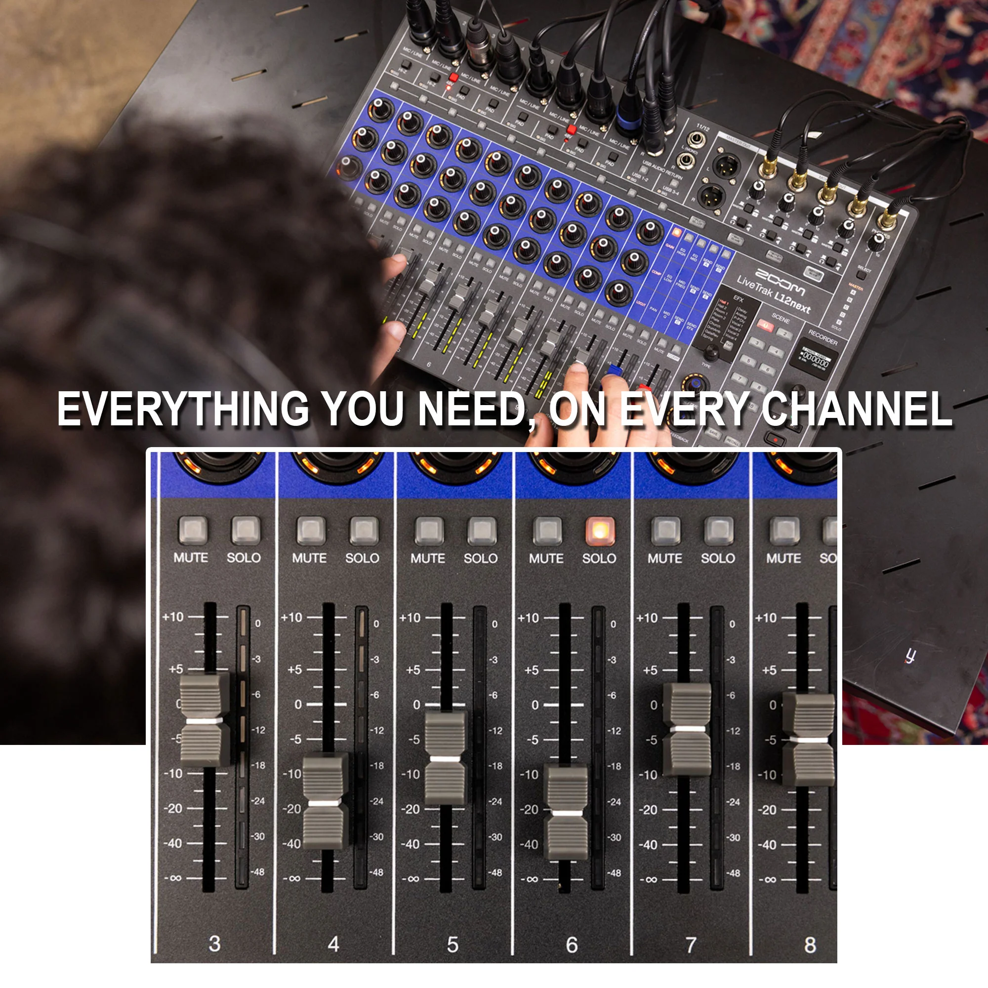 Zoom LiveTrak L12next Digital Mixer / Recorder with Recording Essentials Bundle - Image 4