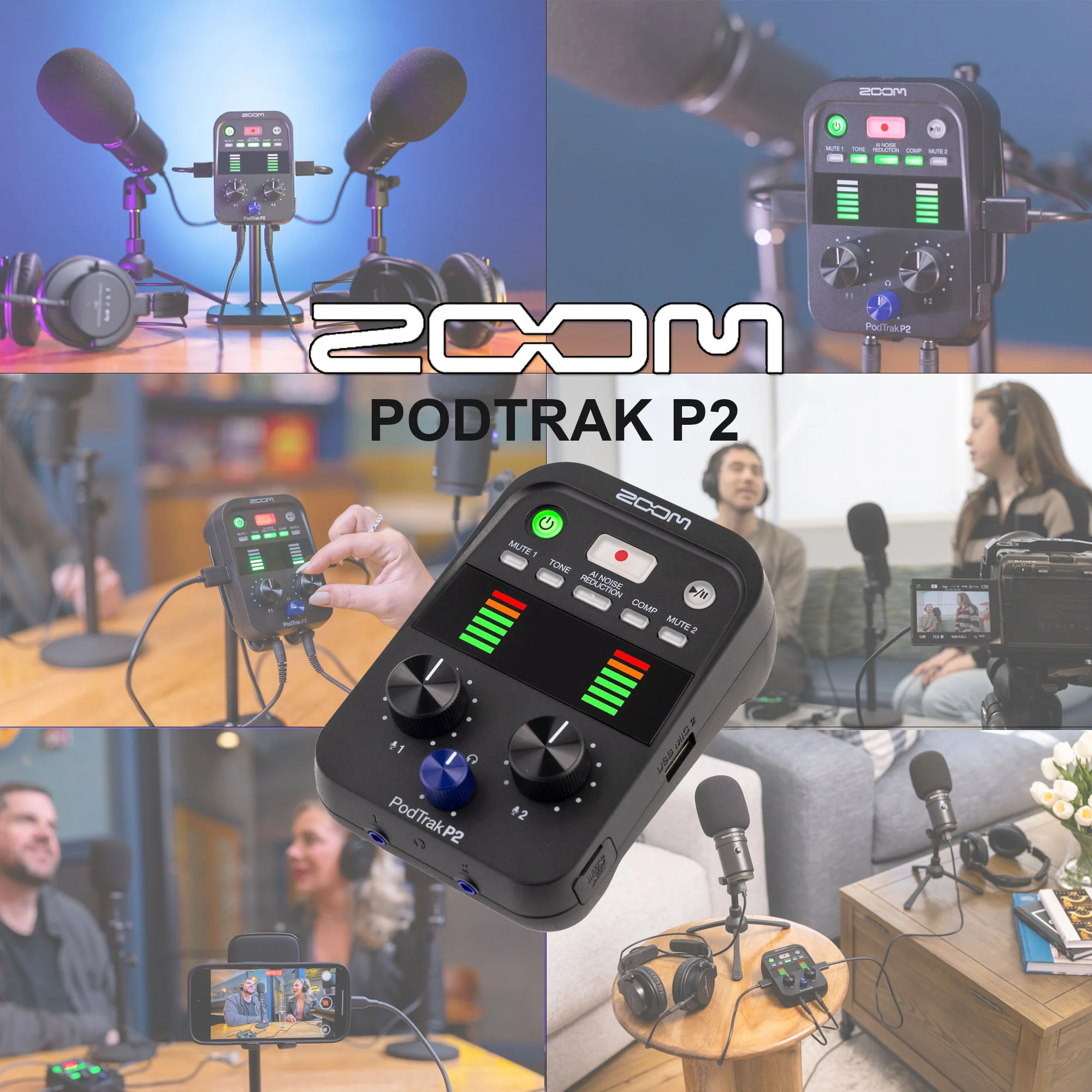 Zoom PodTrak P2 USB Mic Recorder for Podcasters with SanDisk Ultra 64GB microSDXC Memory Card - Image 2