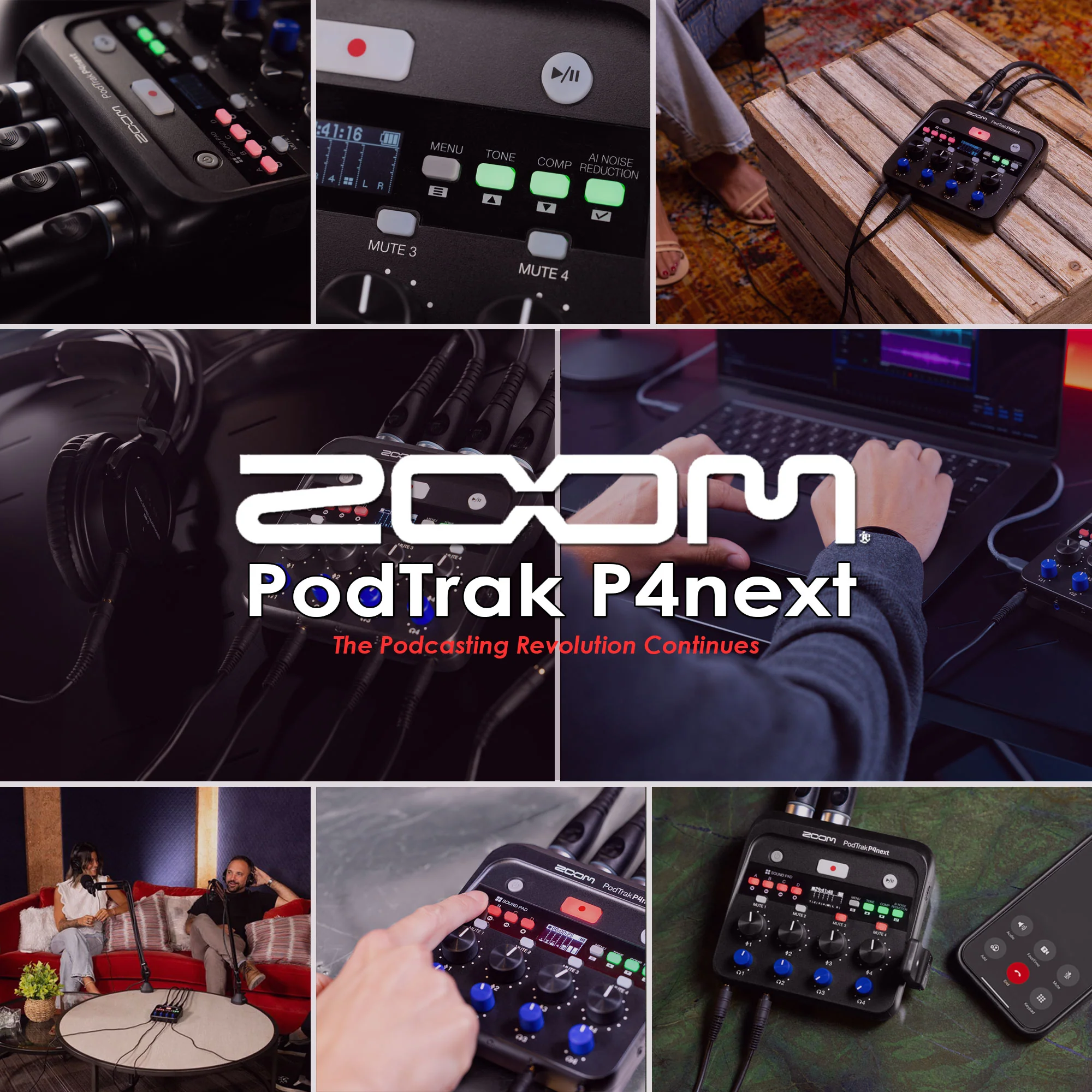 Zoom PodTrak P4next Recorder with 2x ZDM-1 Mic Packs, 32GB microSDHC Card & Cleaning Kit - Image 2