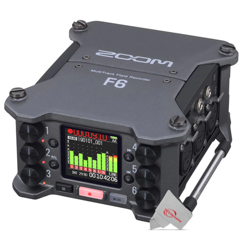 Zoom F6 6-Input / 14-Track Multi-Track Field Recorder + Boya BY-HP2 Headphones Accessory Kit - Image 4