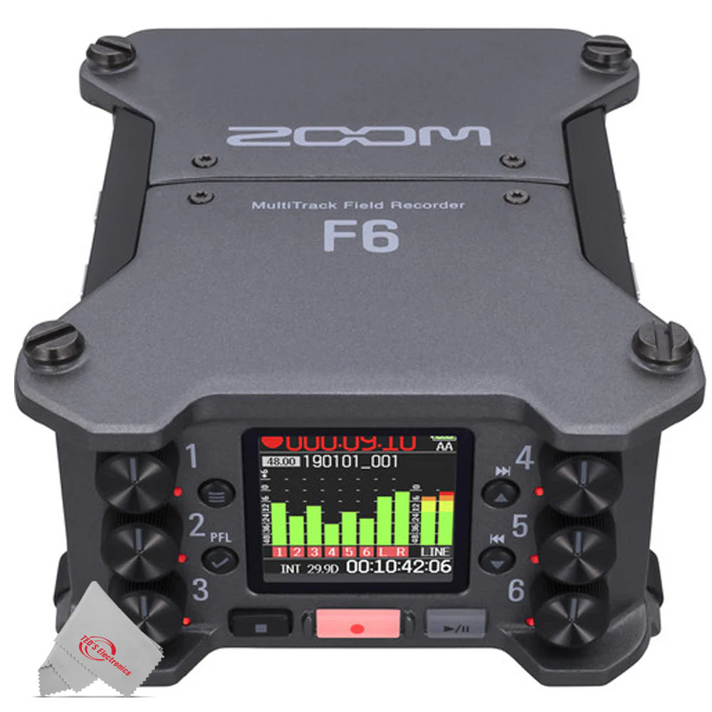 Zoom F6 6-Input / 14-Track Multi-Track Field Recorder with 2x Vidpro Professional Wired XLR Lavalier Microphone XM-L2 for Pro Audio Equipment - Image 3