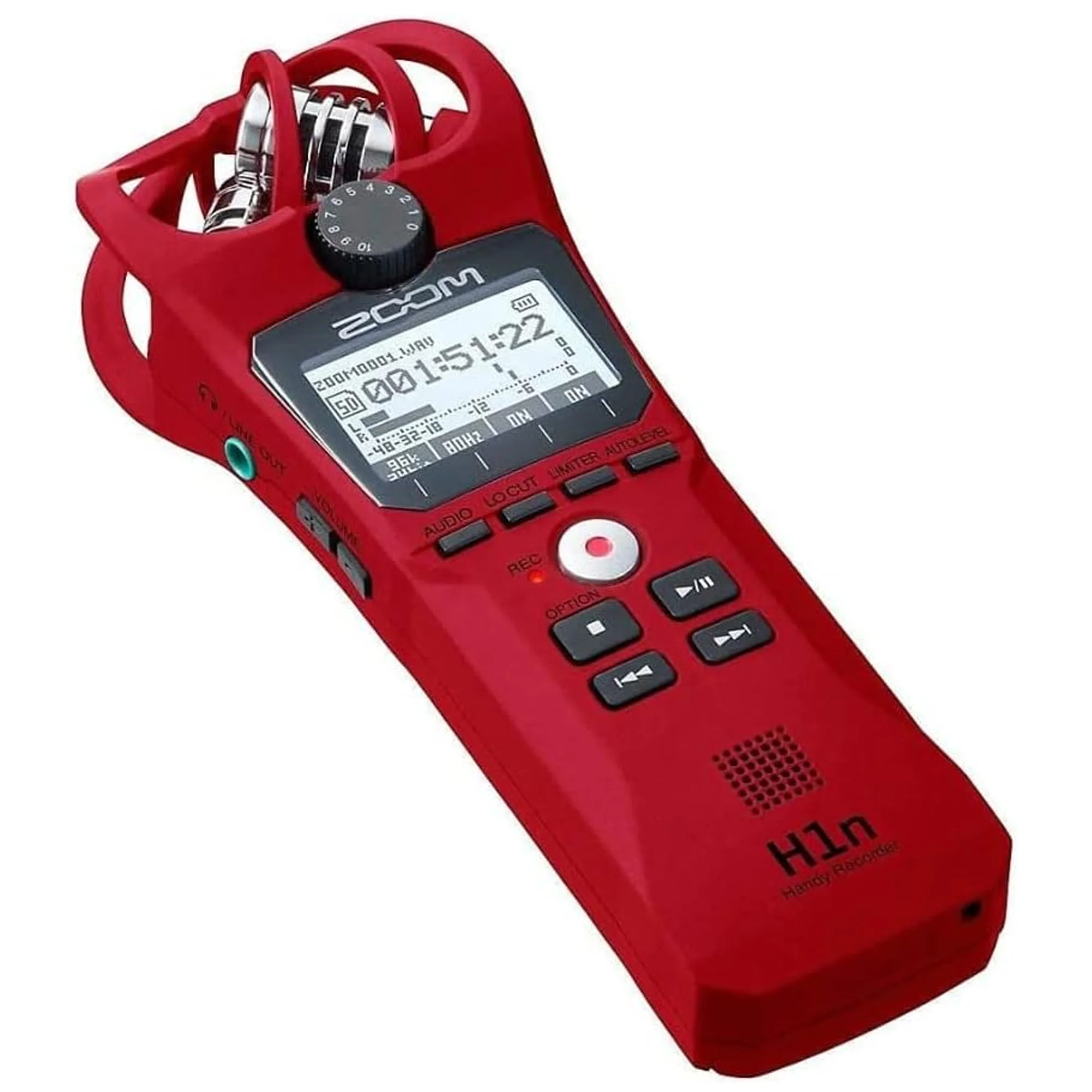 Zoom H1n 2-Input / 2-Track Portable Digital Handy Recorder (Red) with Vipro Lavalier Condenser Microphone and Accessory Bundle - Image 3