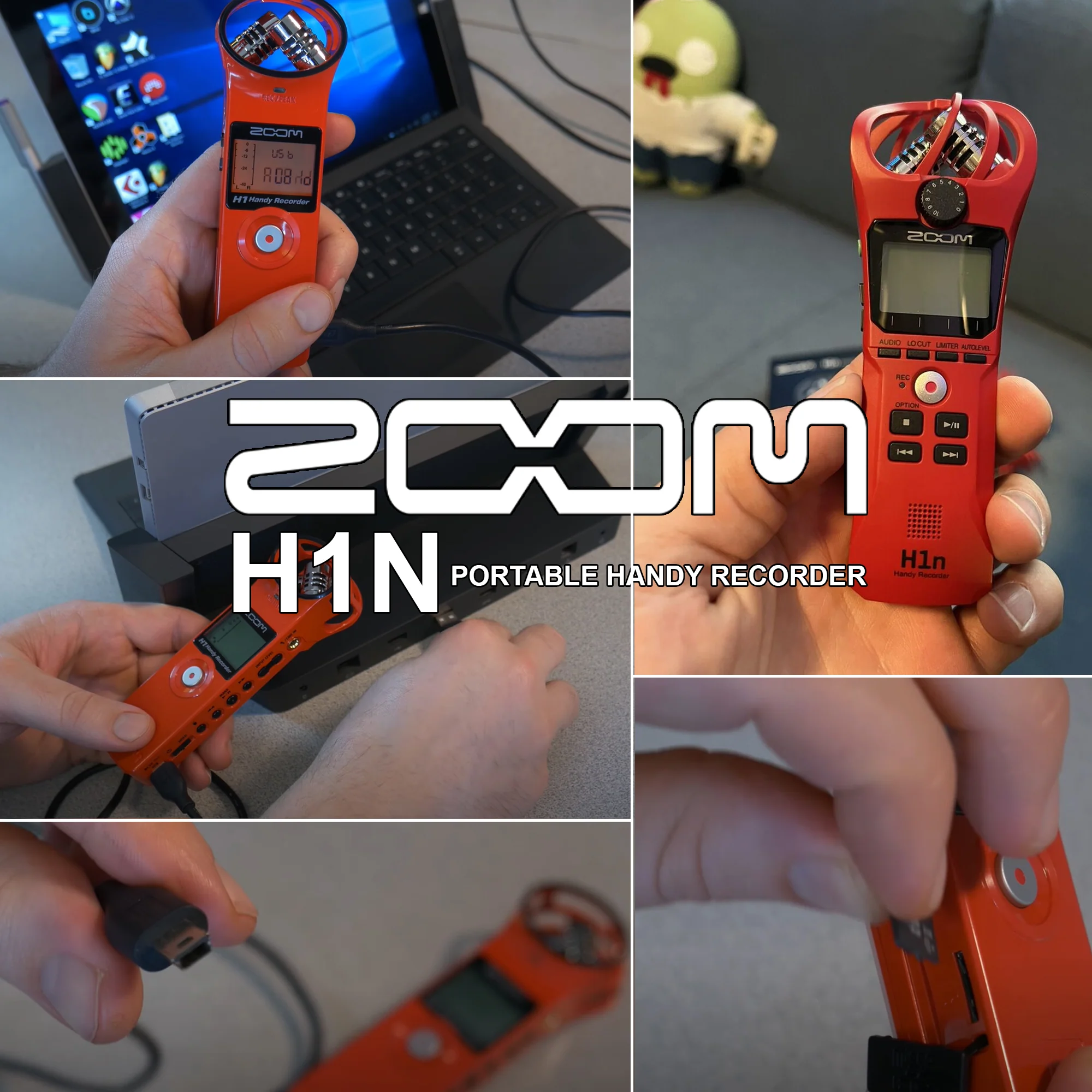 Zoom H1n 2-Input / 2-Track Portable Digital Handy Recorder (Red) with Vipro Lavalier Condenser Microphone and Accessory Bundle - Image 4