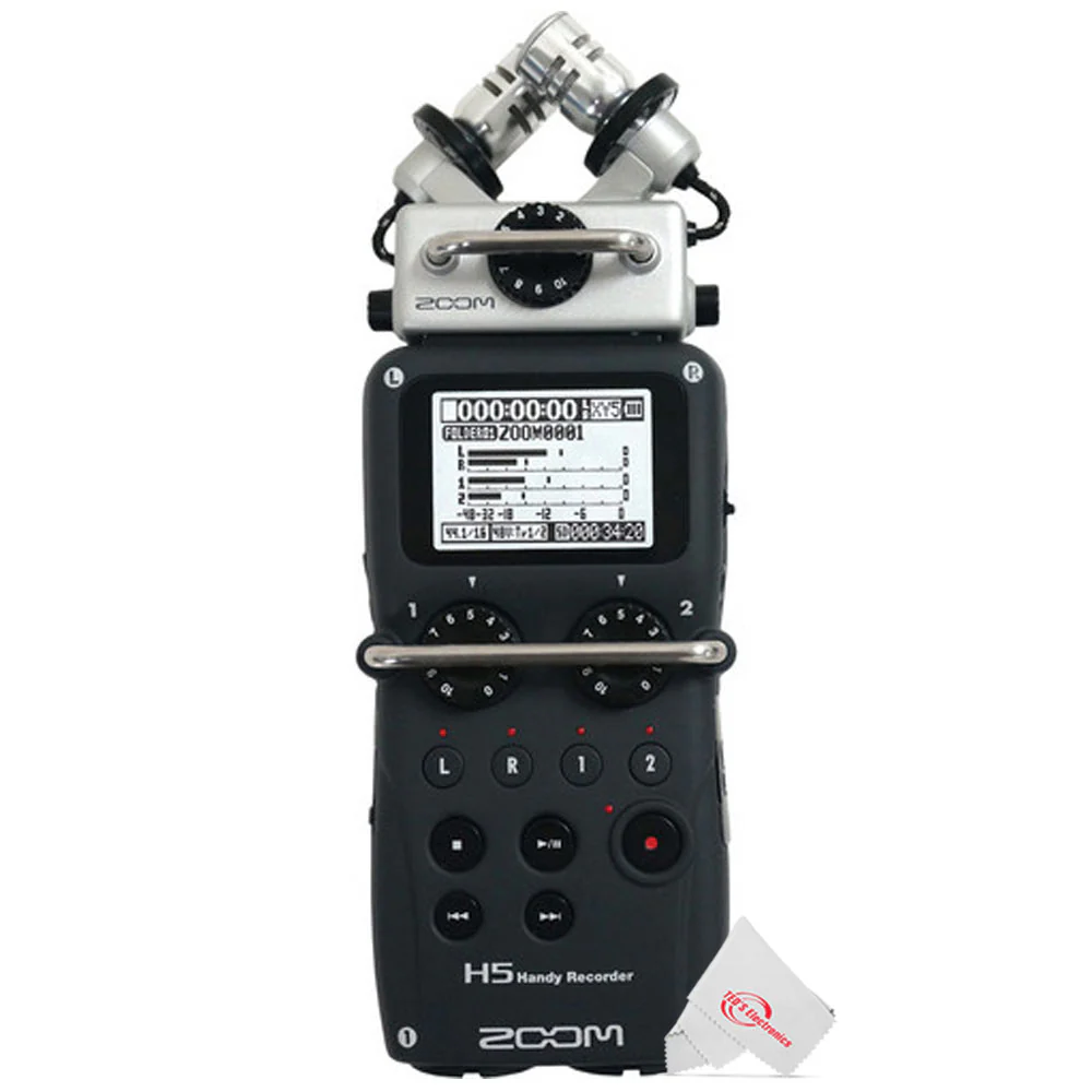 Zoom H5 4-Input / 4-Track Portable Handy Digital Recorder w/ Interchangeable X/Y Mic Capsule and 2x Vidpro Professional Wired XLR Lavalier Microphone XM-L2 with XLR Input - Image 2