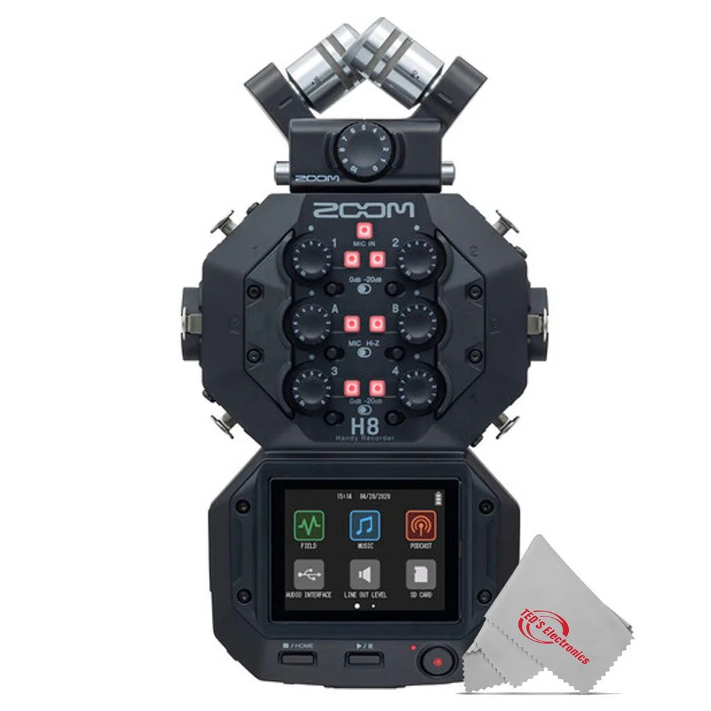 Zoom H8 8-Input / 12-Track Digital Handy Audio Recorder + Two Zoom ZDM-1 Podcast Mic Pack Accessory Bundle + 64GB Memory Card + Vivitar Pistol Grip Tabletop Tripod + Rechargeable Battery & Charger + 3pc Cleaning Kit - Image 2