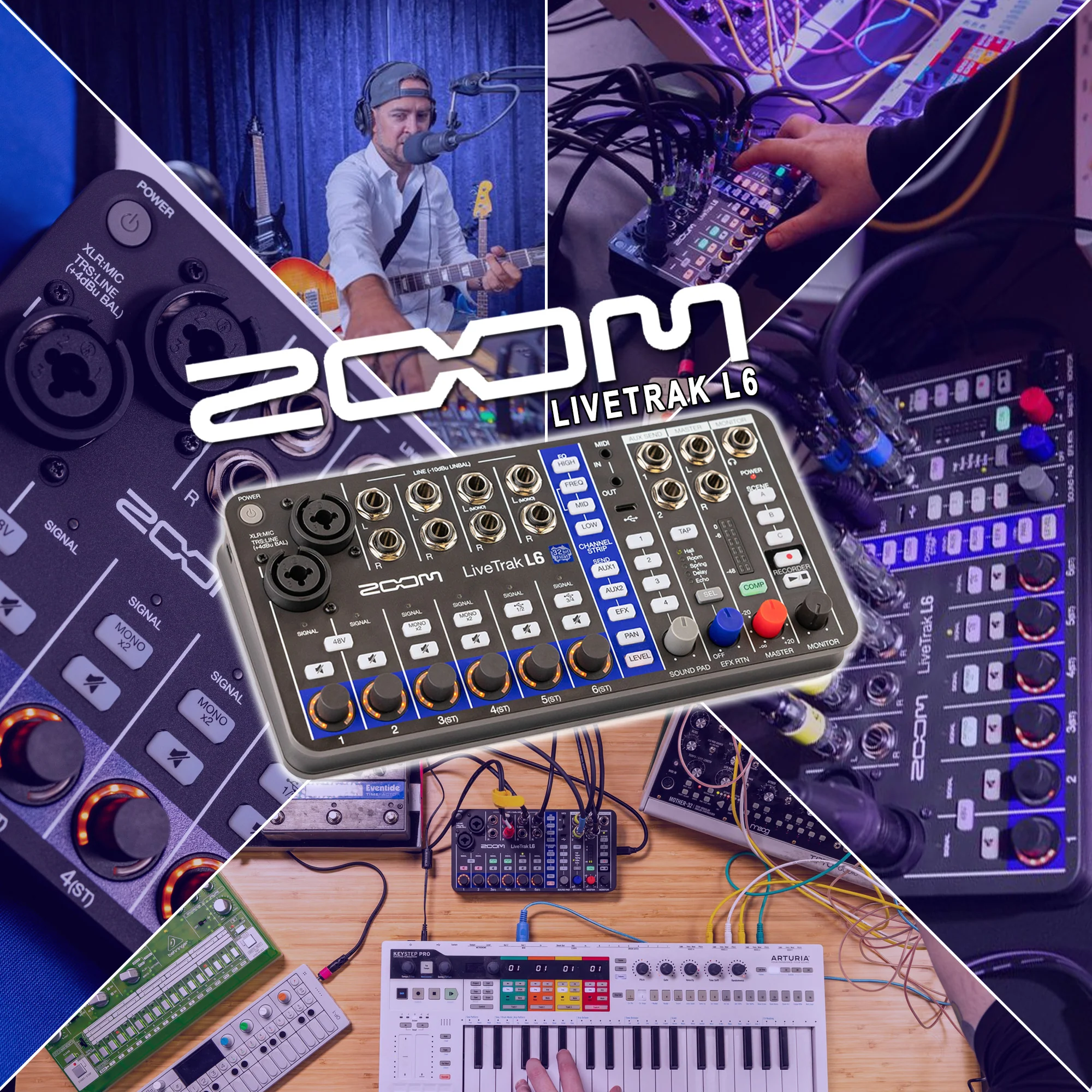 Zoom LiveTrak L6 10-Track Digital Mixer / Recorder with Zoom ZDM-1 Podcast Mic Pack Accessory Bundle and 2x SanDisk 128GB microSDXC Memory Card - Image 2