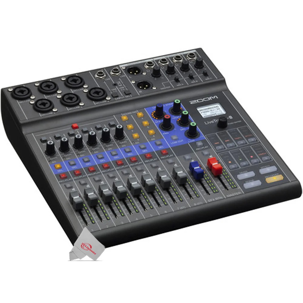 Zoom LiveTrak L-8 Portable Podcast 8-Track Digital Mixer And Multitrack Recorder + Microphone Accessory Kit - Image 3
