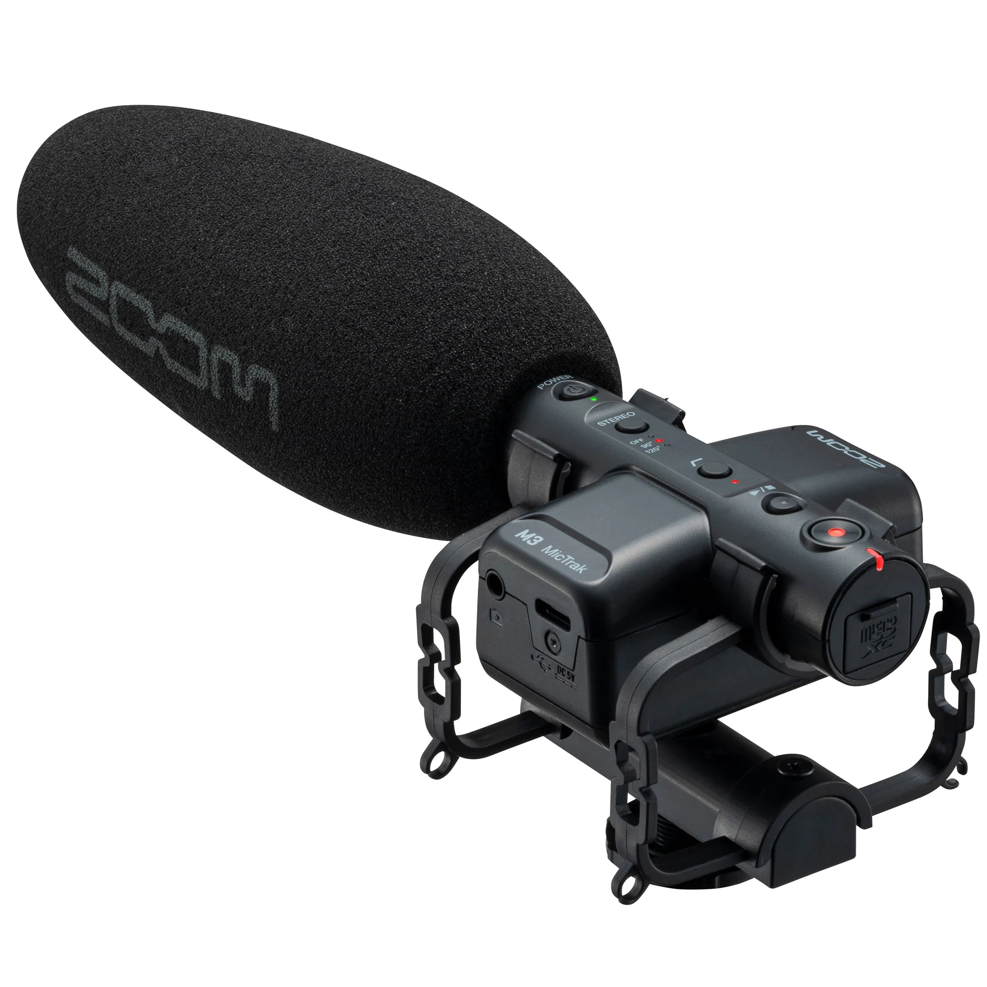 Zoom M3 MicTrak Stereo Shotgun Microphone and Recorder with Samson SR350 Headphones Top quality Kit - Image 2
