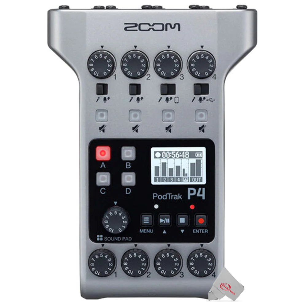 Zoom PodTrak P4 Portable Multitrack Podcast Recorder with 2x Vidpro Professional Wired XLR Lavalier Microphone XM-L2 for Pro Audio Equipment with XLR Input - Image 3