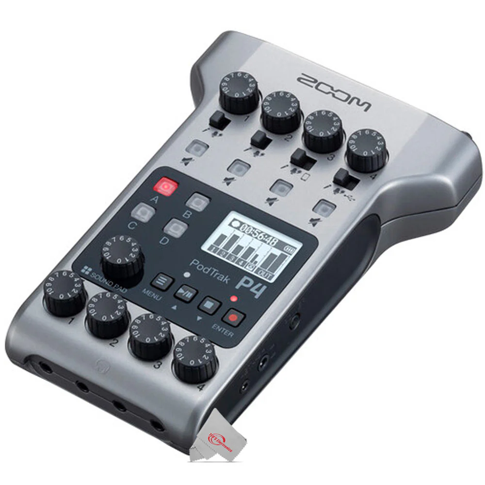 Zoom PodTrak P4 Portable Multitrack Podcast Recorder with 2x Vidpro Professional Wired XLR Lavalier Microphone XM-L2 for Pro Audio Equipment with XLR Input - Image 4