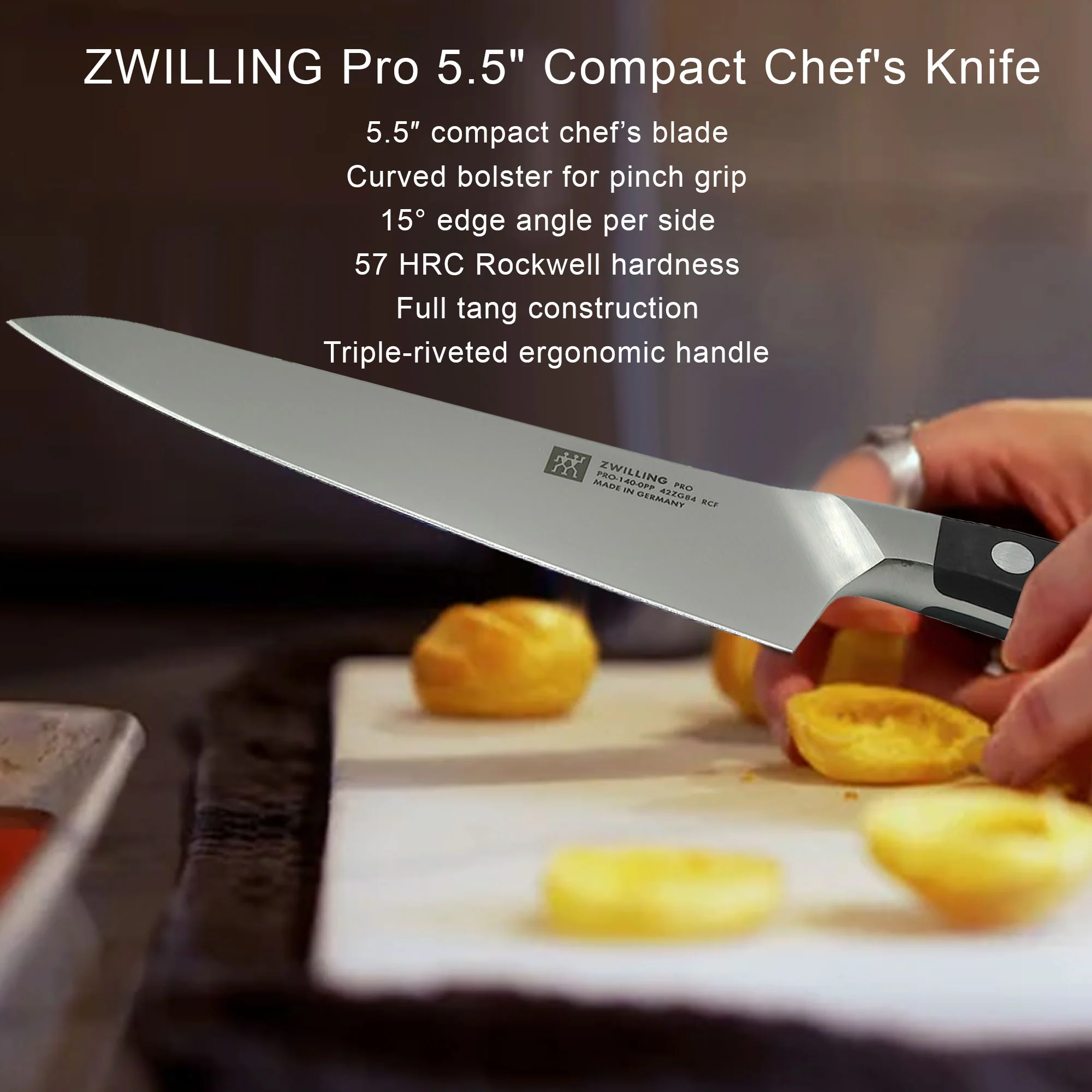 ZWILLING Pro 5.5" Compact Chef's Knife with ZWILLING Pro 8" Traditional Chef's Knife - Image 6